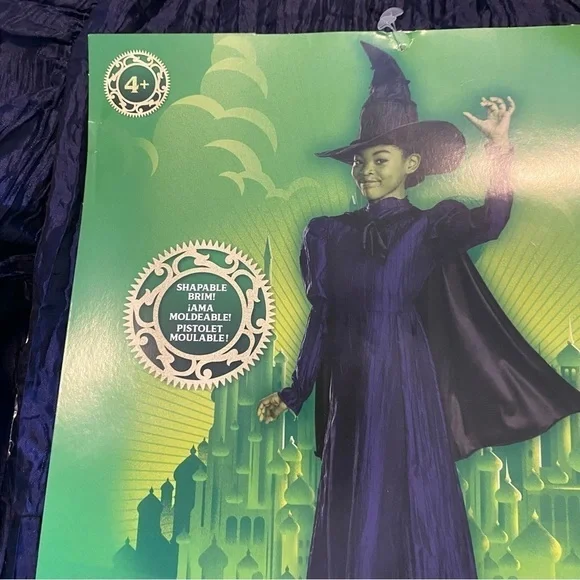 Wicked Elphaba Costume NEW Small 4-6X Kids Witch Black Hat Dress Wicked Elphaba Costume NEW Small 4-6X Kids Witch Black Hat Dress
